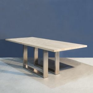 Massief eiken eettafel met RVS onderstel Kaal | Concept Table