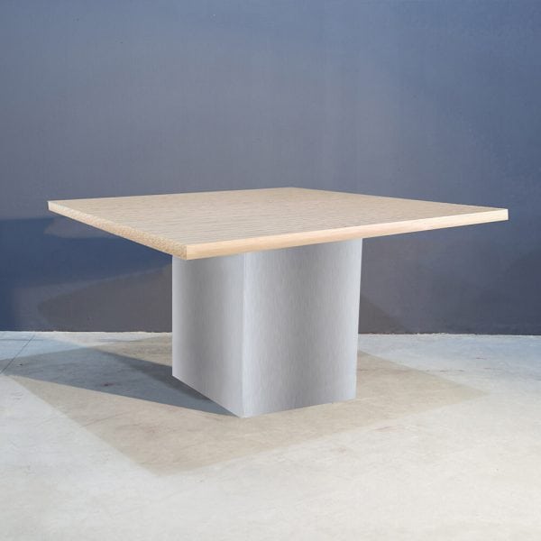 Robuust vierkante tafel met RVS kolompoot Kaal | Concept Table