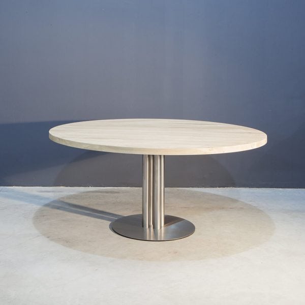 Ronde eikenhouten eettafel met RVS onderstel Kaal | Concept Table